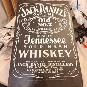 Jack Daniels Whiskey Label Tin Bar Wall Sign, Old No 7, 17.75 "x 11.75"